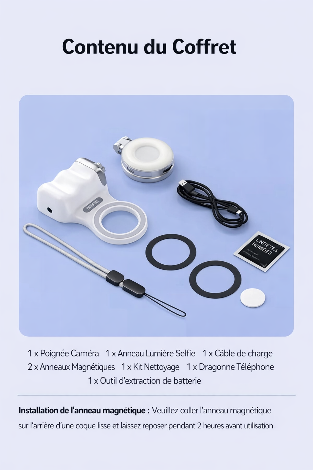 Support magnétique smartphone 7 en 1